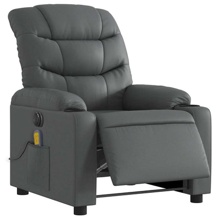 Electric Massage Recliner Chair Gray Faux Leather