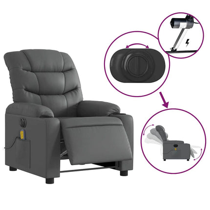 Electric Massage Recliner Chair Gray Faux Leather