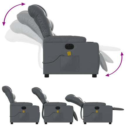 Electric Massage Recliner Chair Gray Faux Leather