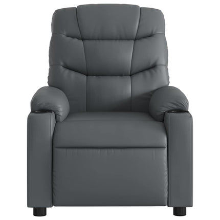 Electric Massage Recliner Chair Gray Faux Leather