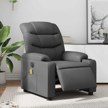 Electric Massage Recliner Chair Gray Faux Leather