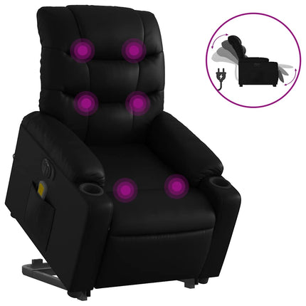 Electric Stand up Massage Recliner Chair Black Faux Leather