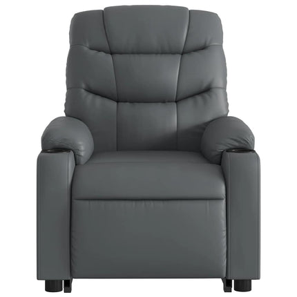 Electric Stand up Massage Recliner Chair Gray Faux Leather