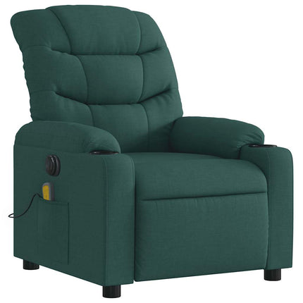 Electric Massage Recliner Chair Dark Green Fabric