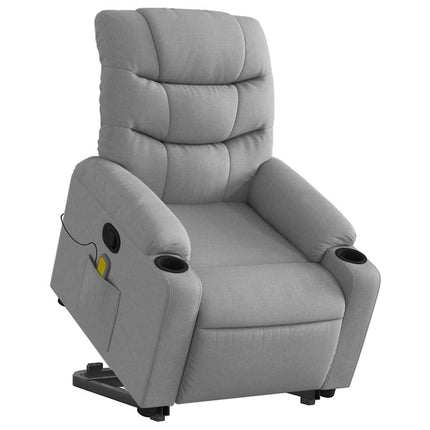 Stand up Massage Recliner Chair Light Gray Fabric