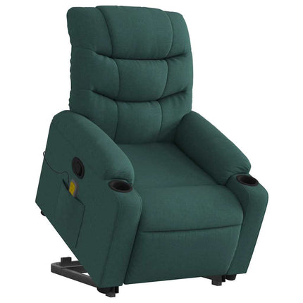 Stand up Massage Recliner Chair Dark Green Fabric