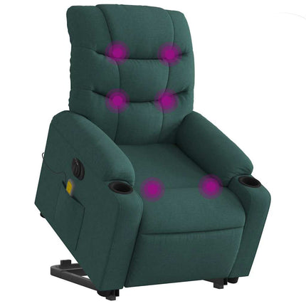 Electric Stand up Massage Recliner Chair Dark Green Fabric