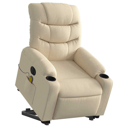 Electric Stand up Massage Recliner Chair Cream Fabric