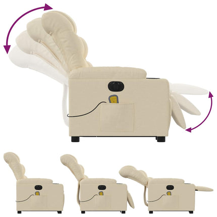 Electric Stand up Massage Recliner Chair Cream Fabric