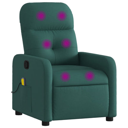 Massage Recliner Chair Dark Green Fabric