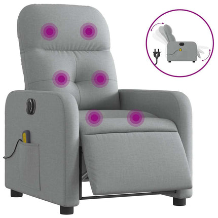 Electric Massage Recliner Chair Light Gray Fabric
