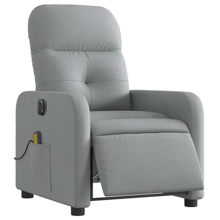 Electric Massage Recliner Chair Light Gray Fabric