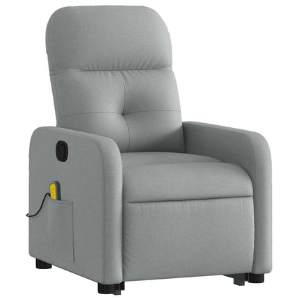 Stand up Massage Recliner Chair Light Gray Fabric