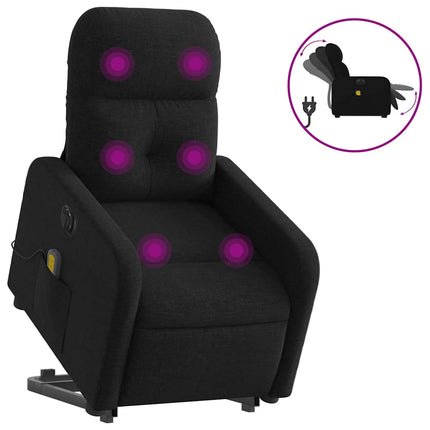 Electric Stand up Massage Recliner Chair Black Fabric