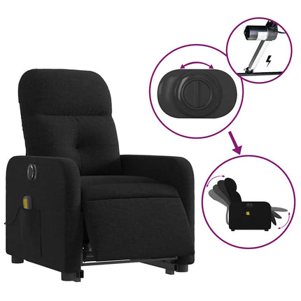 Electric Stand up Massage Recliner Chair Black Fabric