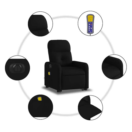 Electric Stand up Massage Recliner Chair Black Fabric