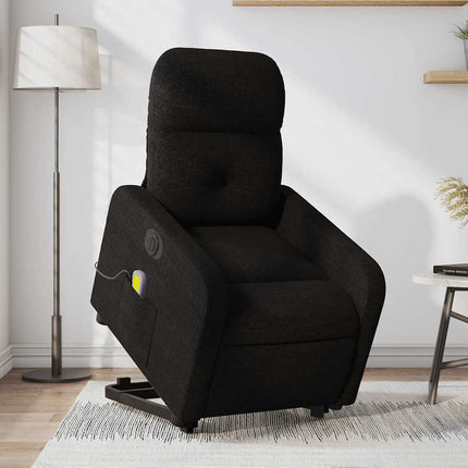 Electric Stand up Massage Recliner Chair Black Fabric