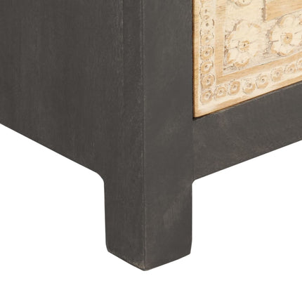 Sideboard Gray and White 29.5"x13.8"x21.7" Solid Mango Wood