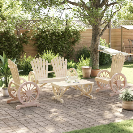 4 Piece Patio Lounge Set Solid Wood Fir