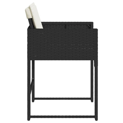 Garden Chair Set of 4 Black PE rattan, powder-coated steel Medium