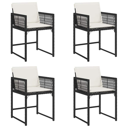 Garden Chair Set of 4 Black, Cream PE rattan