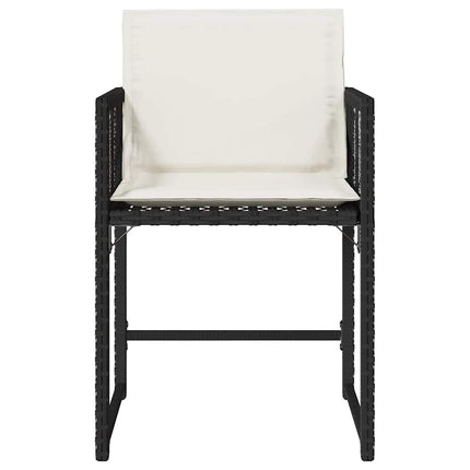 Garden Chair Set of 4 Black, Cream PE rattan