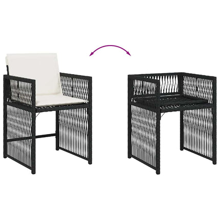Garden Chair Set of 4 Black PE Rattan Standard Foldable