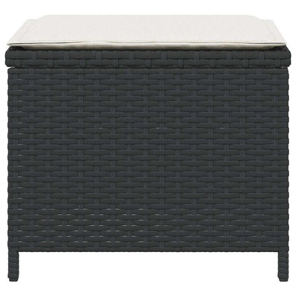 Garden Stool Set of 4 Black (Stool), Cream (Cushion)
