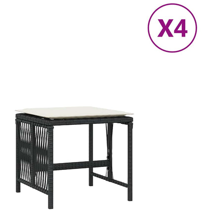 Garden Stool Set of 4 Black and Cream