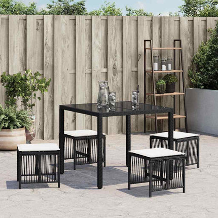 Garden Stool Set of 4 Black and Cream