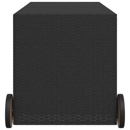 Garden Storage Box with Wheels Black 74.8 Gal Poly Rattan