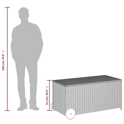Garden Storage Box with Wheels Black 50.2 Gal Poly Rattan