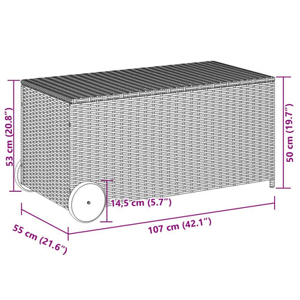 Garden Storage Box with Wheels Black 50.2 Gal Poly Rattan