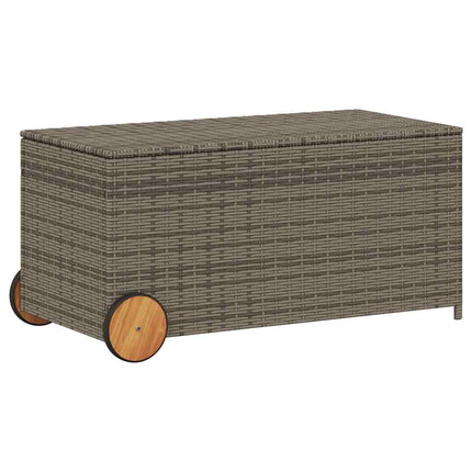 Garden Storage Box with Wheels Gray 50.2 Gal Poly Rattan