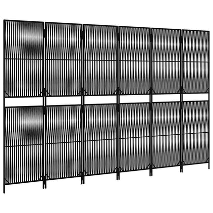 Room Divider 6 Panels Black Poly Rattan