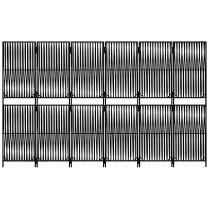 Room Divider 6 Panels Black Poly Rattan