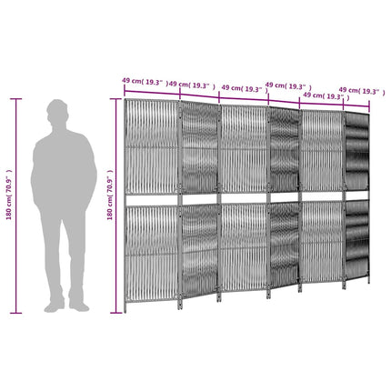 Room Divider 6 Panels Black Poly Rattan
