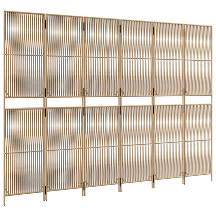 Room Divider 6 Panels Beige Poly Rattan