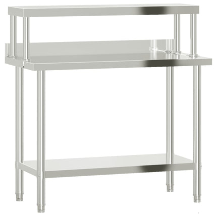 Kitchen Work Table with Overshelf 43.3"x21.7"x47.2" Stainless Steel