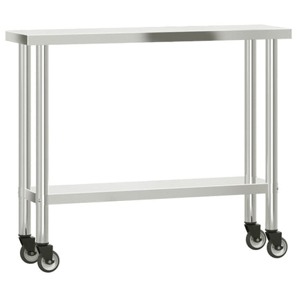 Kitchen Work Table with Overshelf 43.3"x11.8"x47.2" Stainless Steel