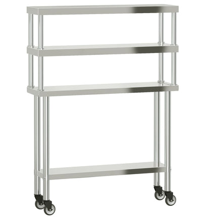 Kitchen Work Table with Overshelf 43.3"x11.8"x59.1" Stainless Steel
