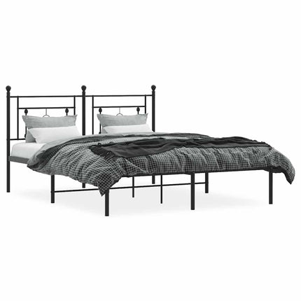 Metal Bed Frame without Mattress with Headboard Black 59.1"x78.7