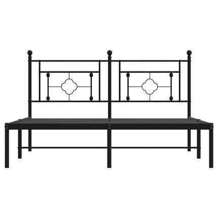 Metal Bed Frame without Mattress with Headboard Black 59.1"x78.7