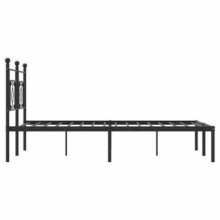 Metal Bed Frame without Mattress with Headboard Black 59.1"x78.7