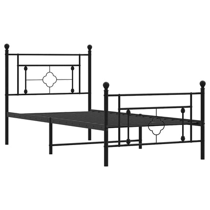 Metal Bed Frame without Mattress with Footboard Black 39.4"x78.7
