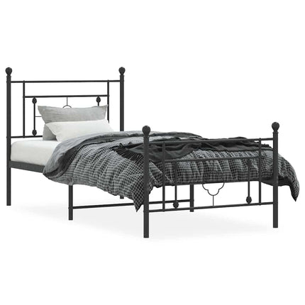 Metal Bed Frame without Mattress with Footboard Black 39.4"x78.7