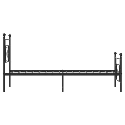 Metal Bed Frame without Mattress with Footboard Black 39.4"x78.7