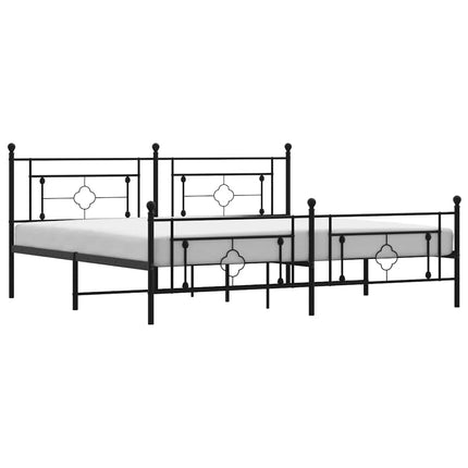 Metal Bed Frame without Mattress with Footboard Black 76"x79.9