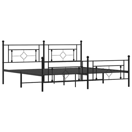 Metal Bed Frame without Mattress with Footboard Black 76"x79.9