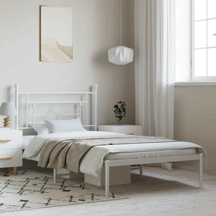 Metal Bed Frame without Mattress with Headboard White 39.4"x78.7